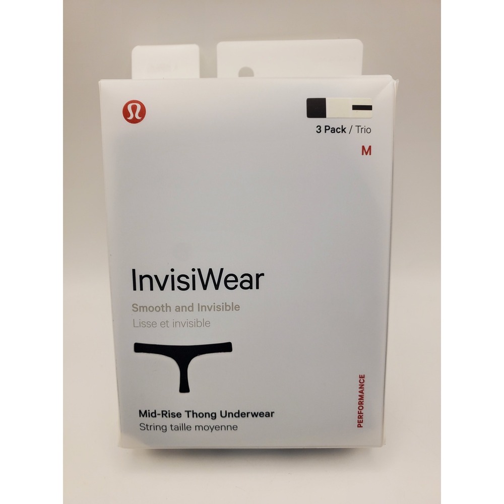 NWT Lululemon InvisiWear Mid-Rise Thong Underwear - 3 Pack, Size M